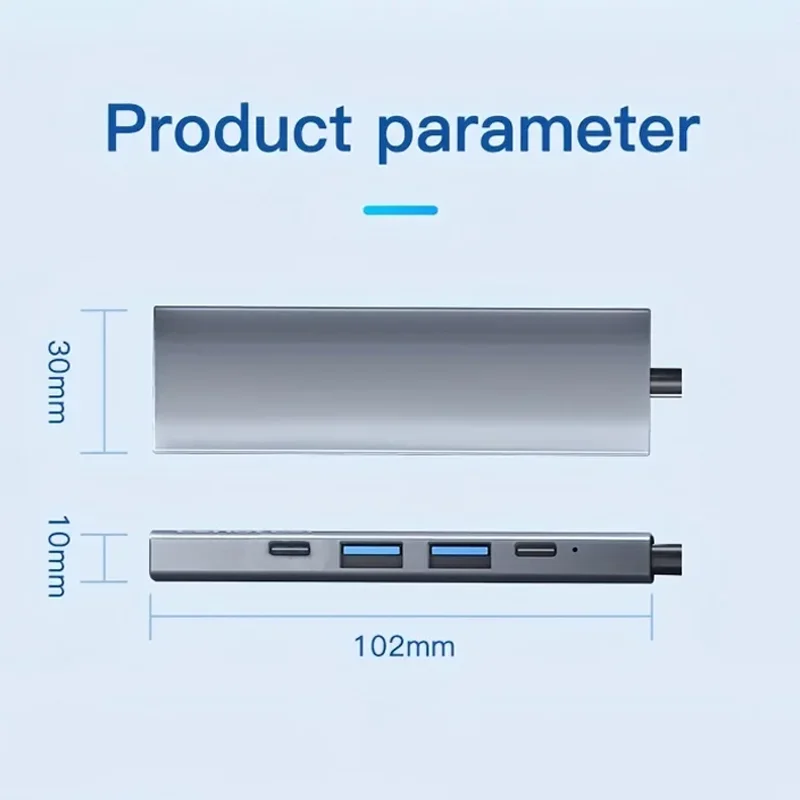 محور USB C للكمبيوتر المحمول 5 في 1 مع HDMI 4K، توصيل طاقة 100 وات، منافذ بيانات 2USB-A، محول متعدد المنافذ لجهاز MacBook Pro/Air