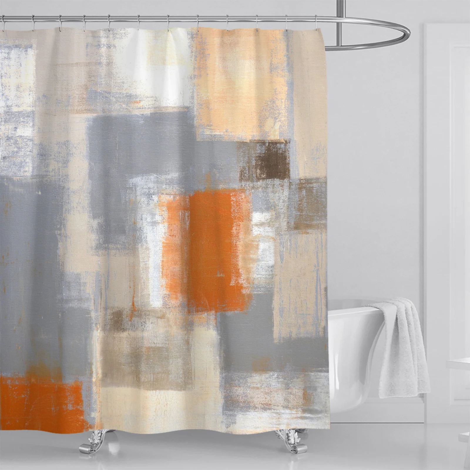 Abstract And Minimalist Bathroom Curtains Made Of Polyester Fabric, 180 * 180cm, With 12 Hooks