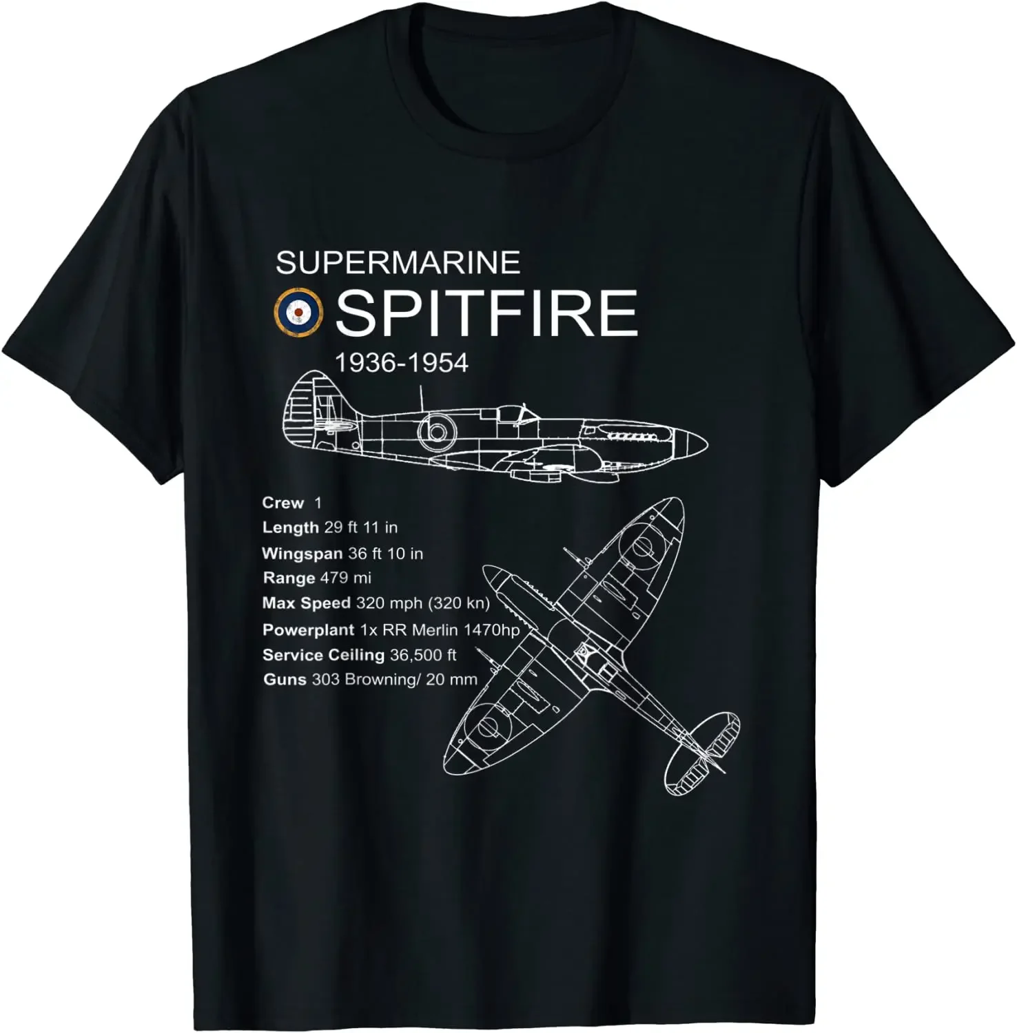

RAF Supermarine Spitfire 1936-1954 Men T-Shirt Short Sleeve Casual 100% Cotton O-Neck Summer Shirts