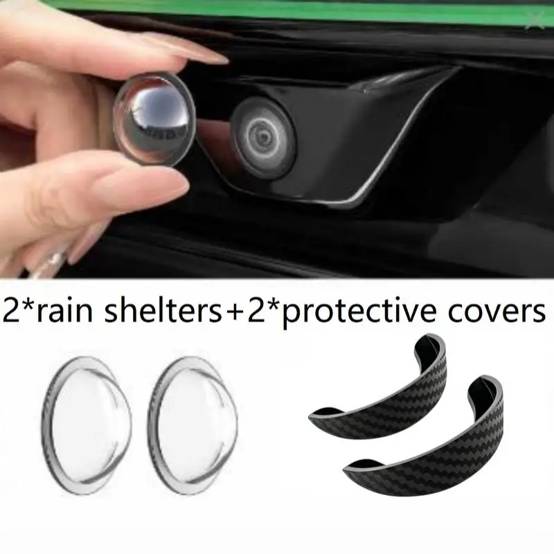 4 PCS Carbon Fiber Car Rear Reversing Camera Rain Visor Protector Anti Rain Anti Scratch For Sedan SUV MPV