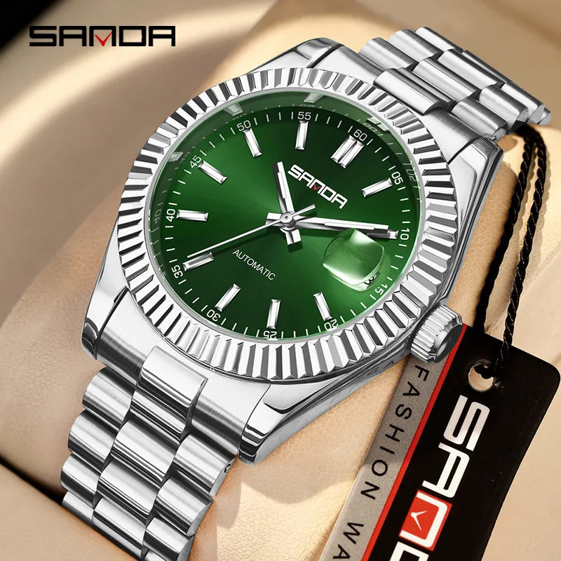 

SANDA Mechanical Watch Men's Business Solid Steel Strip Watch Waterproof Luminous Calendar Casual Men's Mechanical Watch