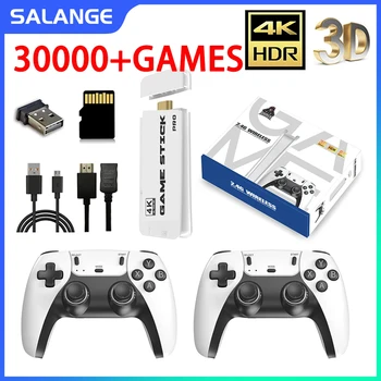 M8 4K プロゲームスティック 64 グラム 30000+ ビデオゲームコンソール 2.4 グラムダブルワイヤレスコントローラ 4K レトロゲームテレビスティックレトロクラシックゲーム