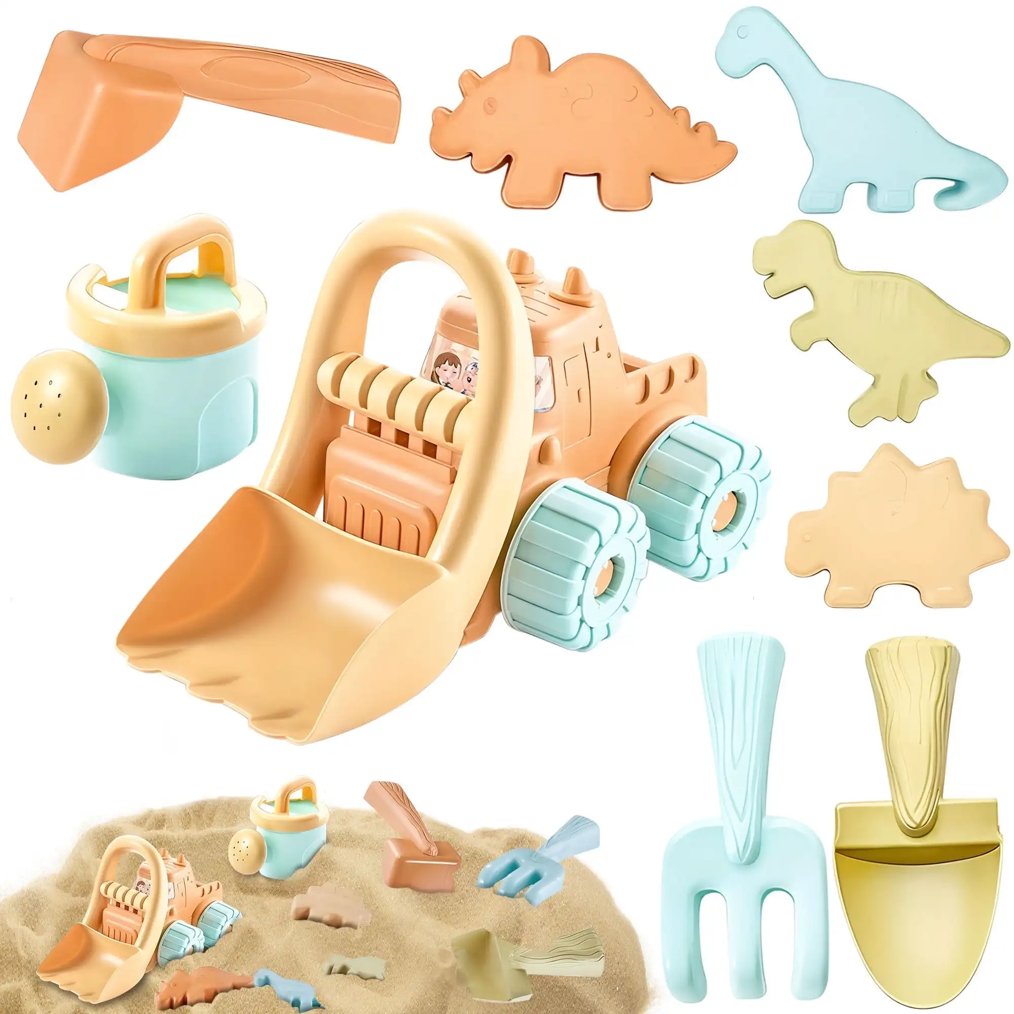 Beach Toys Set for Kids Toddlers Sand Shovels with Animal Molds Travel Sand Toys for Beach Sandbox Toys for Toddlers Boys Girls