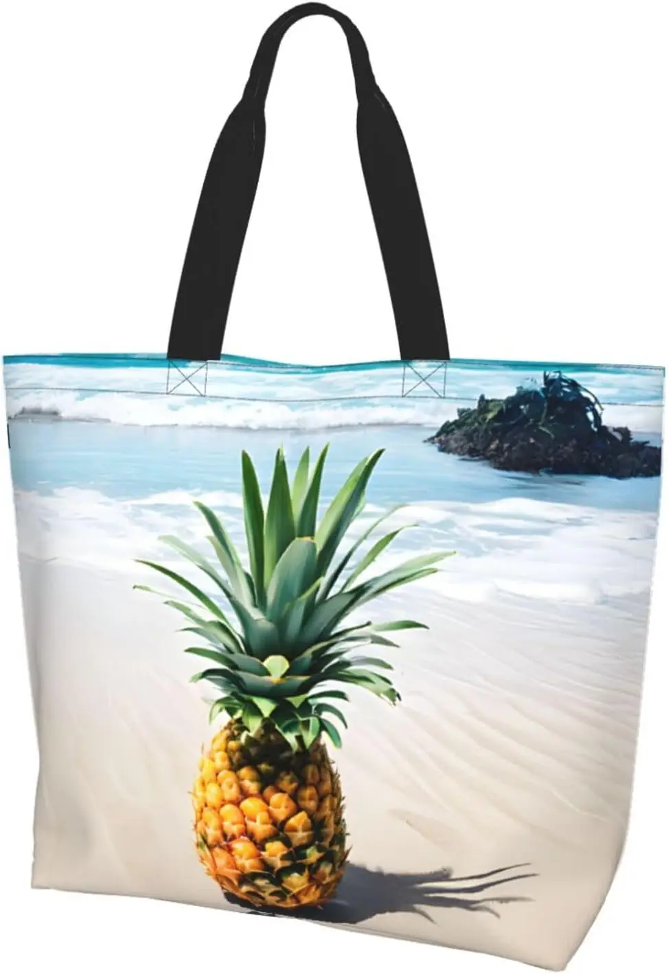 

Pineapple By The Sea Print Tote Bag Women Single Shoulder Leisure Bag Multi-Purpose Large Shopping Bag