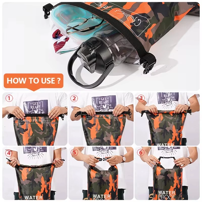Swimming PVC Pack Dry Bag Backpack for Women Men 2/5/10/15/20/30L Waterproof Shoulder Kayak Drifting Rafting Surfing Boating Bag image 3