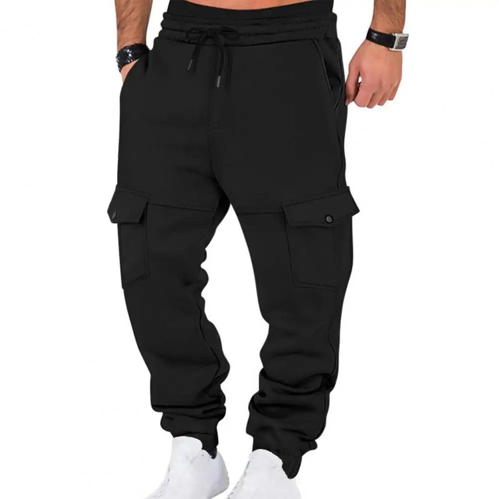 

Men Bottoms Winter Cargo Pants for Warm Stylish Baggy Trousers with Drawstring Waist Ideal for Work Street Wear