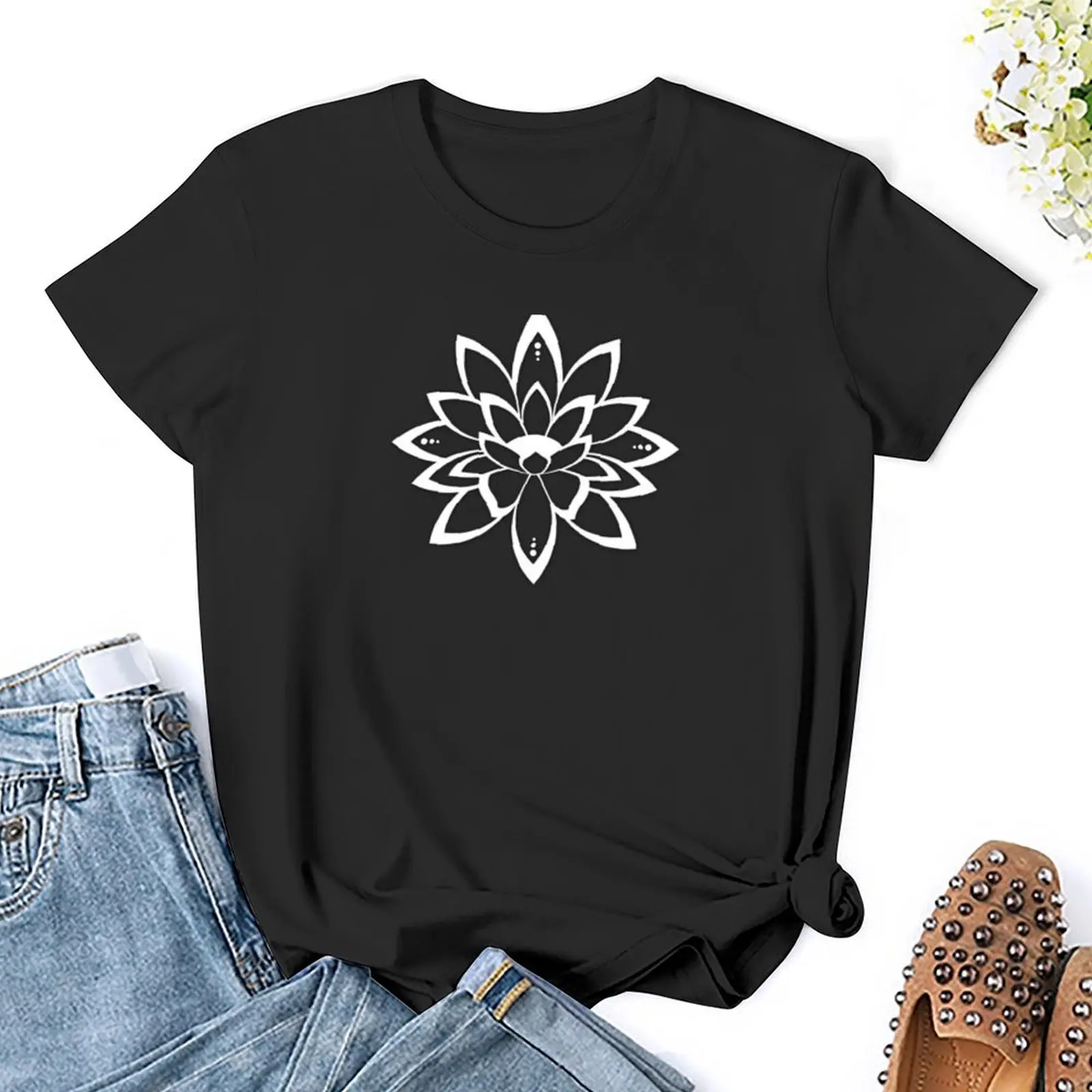 Lotusblume T-Shirt plus Größe Tops süße Kleidung süße Tops Rock and Roll T-Shirts für Frauen