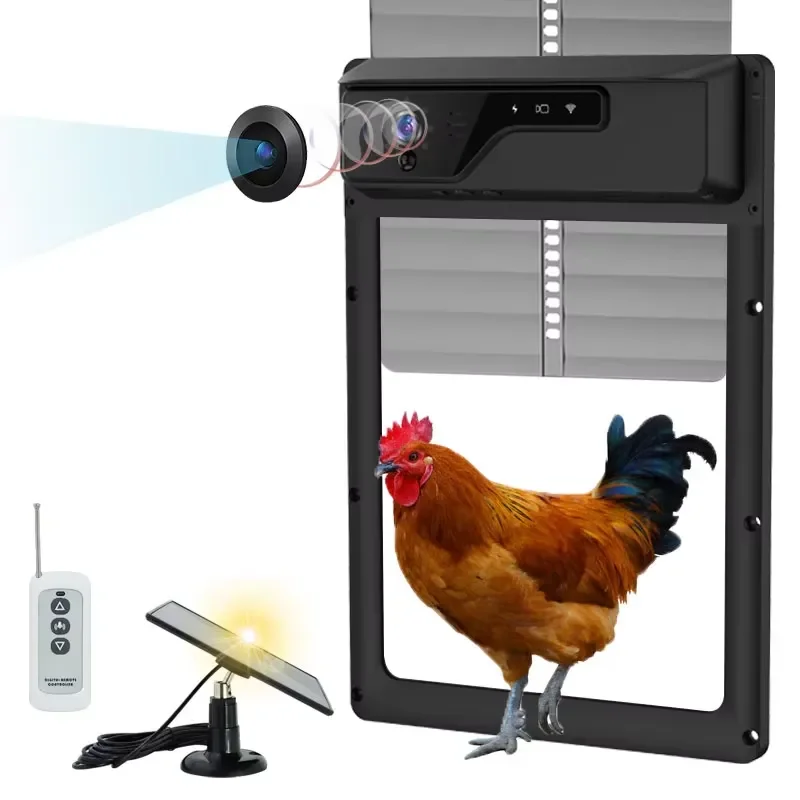 Smart Automatic Chicken Coop Door with Camera IP65 Waterproof Poultry House Gate Opener Timer Control Security Monitor for