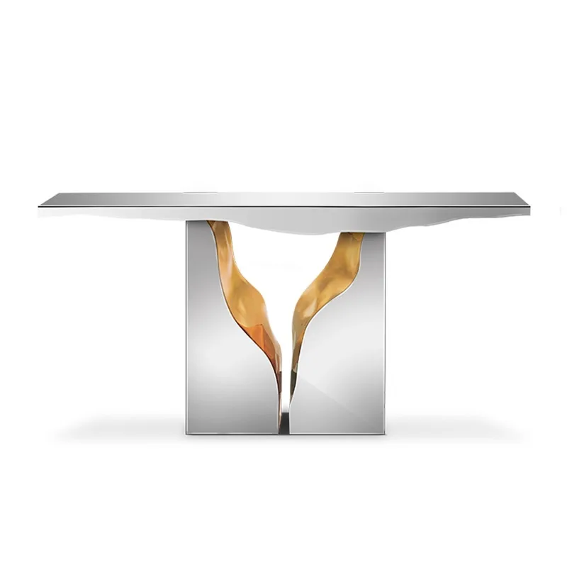 

Italian light luxury stainless steel Xuanguantai villa mansion, creative wall table