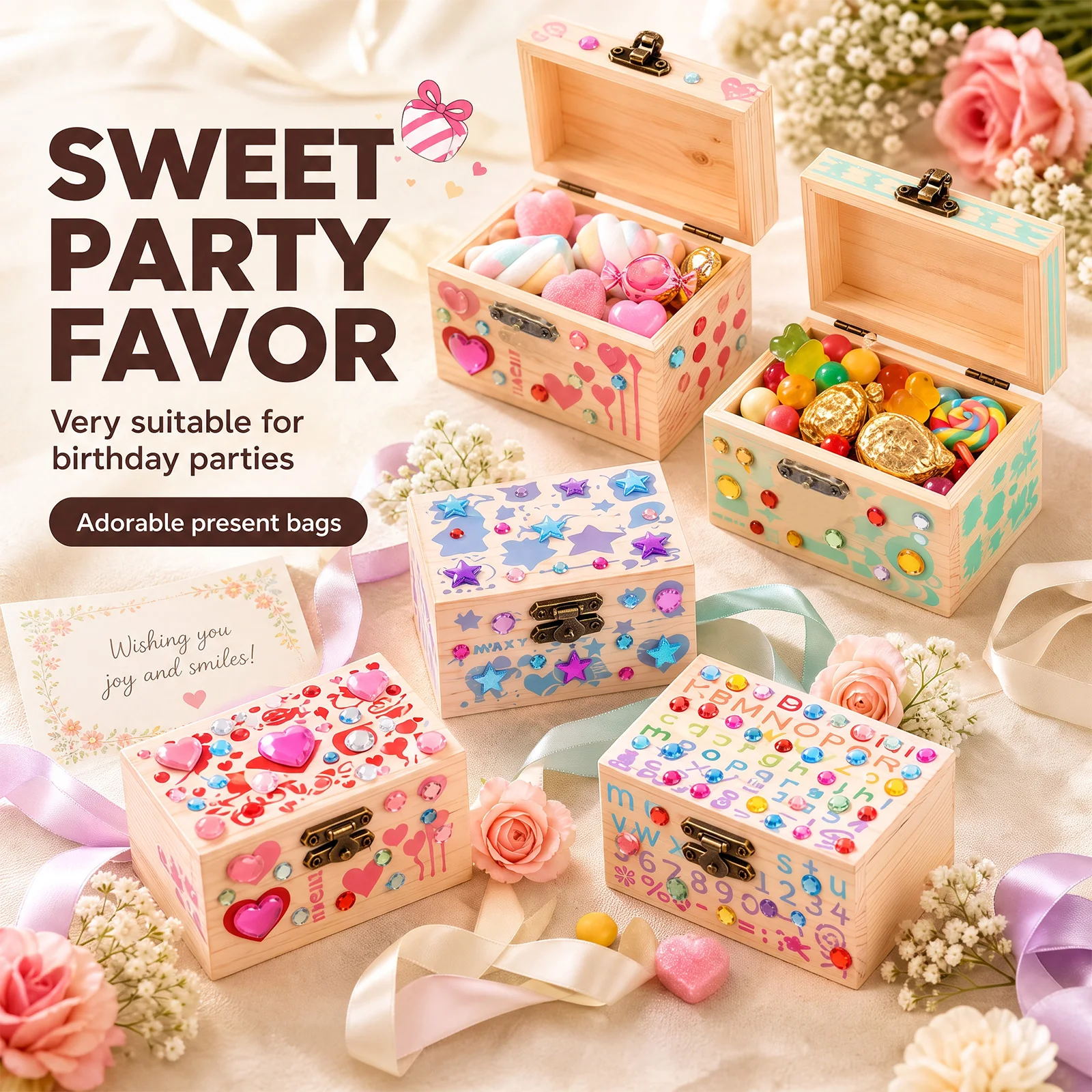 10 Pcs Unfinished Wooden Treasure Chest Box for Jewellery Storage Wooden Treasure Chest Unfinished Wooden Box Mini Wooden Box
