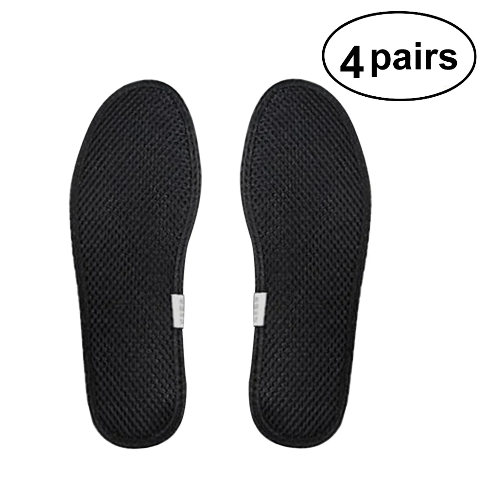 

4Pairs Deodorant Bamboo Charcoal Insoles Mesh Sweat Absorbent Inserts for Men Women Size 40 Black Shoe Insoles