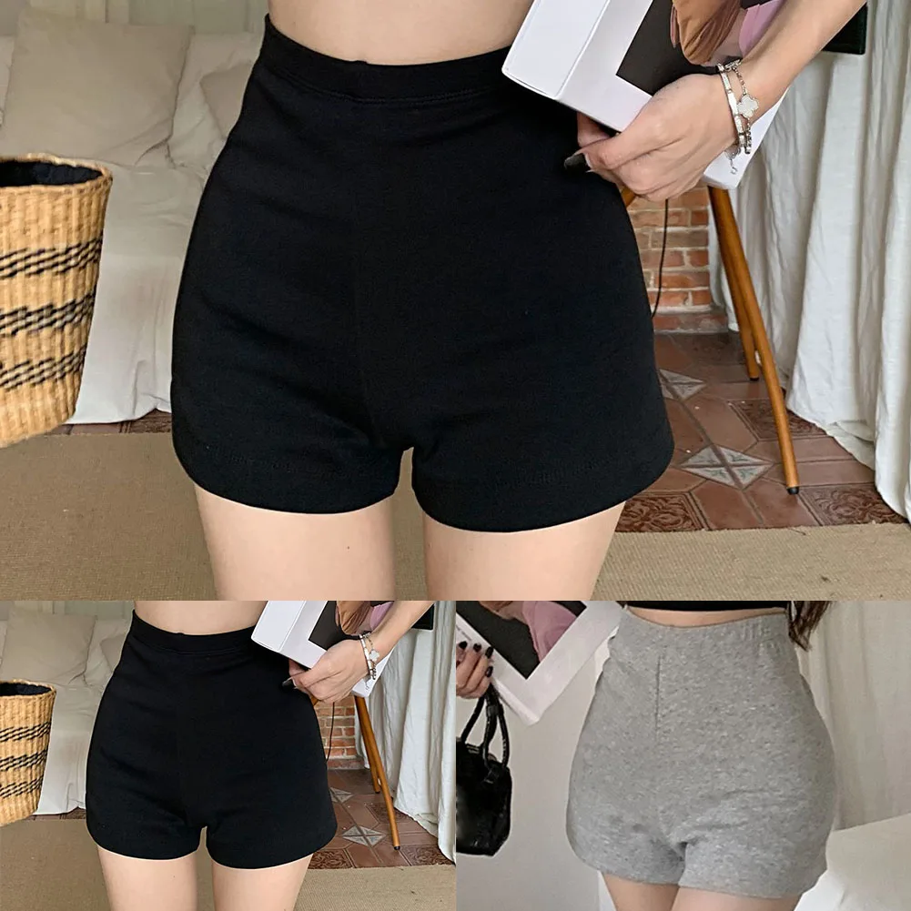 Sports Shorts Black Casual Casual Pants Cotton Elegant Grey High Waist S-L Shorts Solid Color Sports Versatile