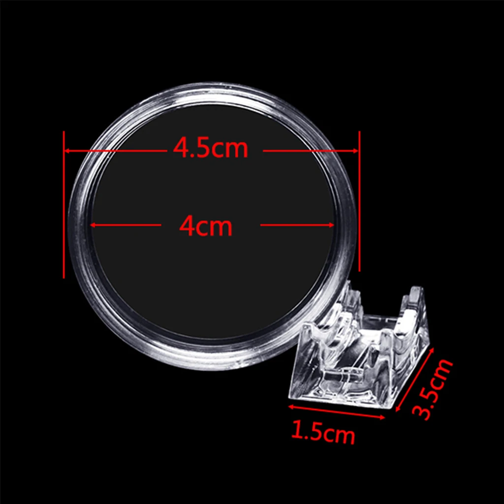 30Pcs 40mm Clear Coin Capsules with Stands Collectables Badge Challenge Coin Display Holder Storage Box