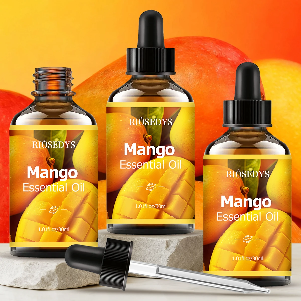 Aceite esencial de mango con fragancia natural, es adecuado para tratamientos de masaje corporal, cuidado del cabello y difusor.