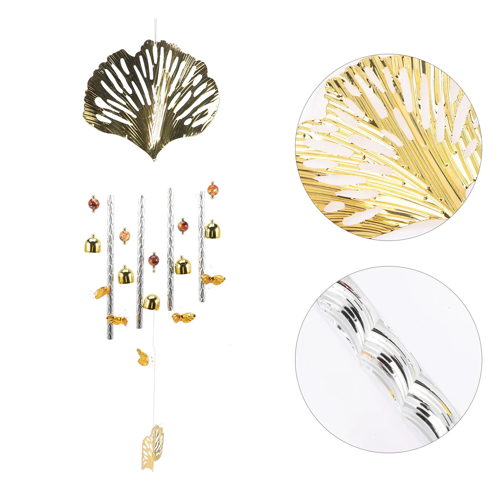 

Unique Metal Gold Ginkgo Leaf Wind Chime Decorative Hanging Bell for Door Garden Patio Outdoor Relaxing Sound Wind Chimes