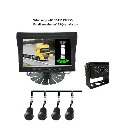 New Dual Lens 12-24V Parking Radar Sensor System with Reverse Camera and LED Display 4 Sensor Car Parking Assistance