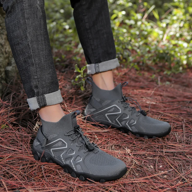 

Men Breathable Mesh Hiking Shoes Fashion Mid-top Training Shoes Women Non-slip Outdoor Sneakers for Trekking Wading
