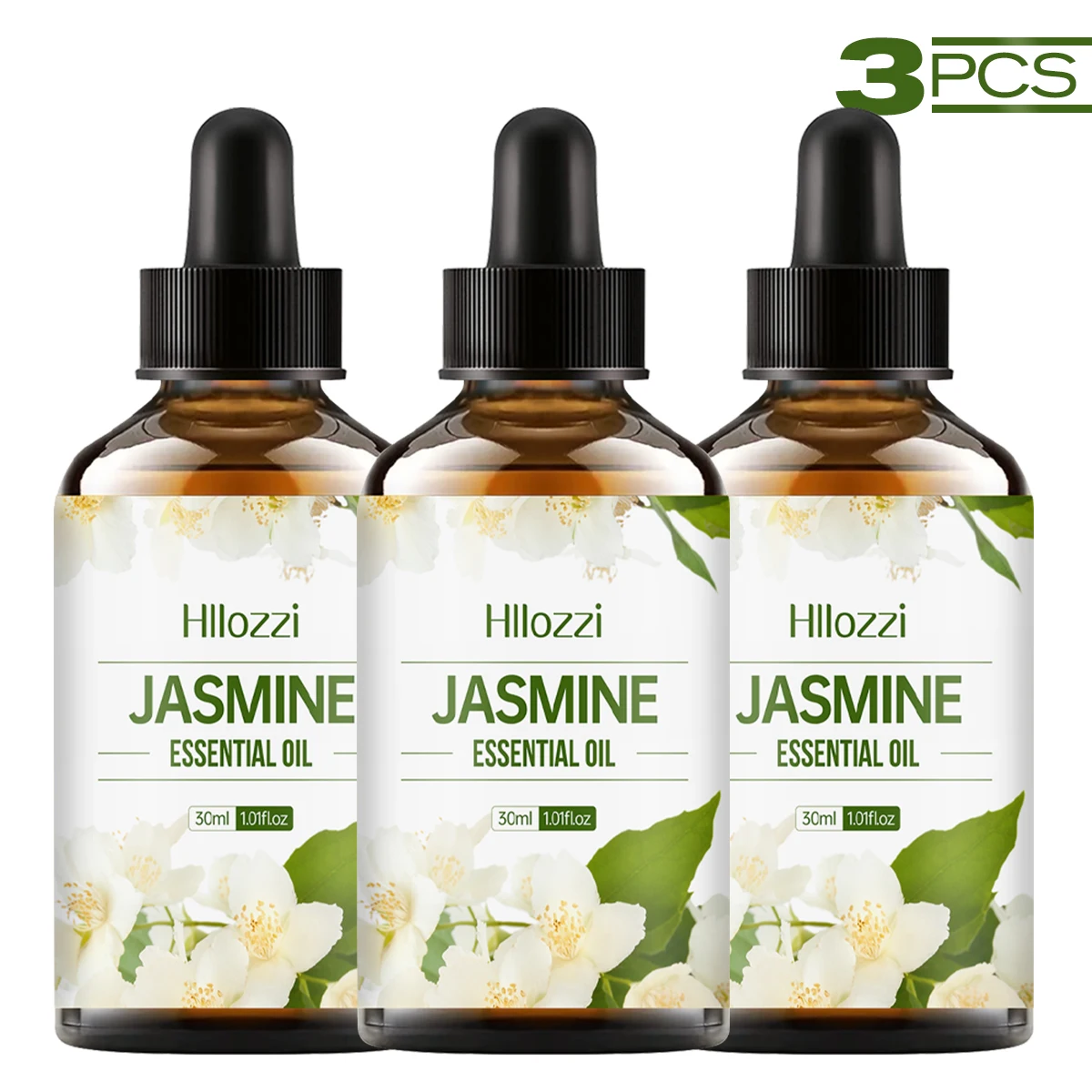 

Jasmine essential oil 3pcs has a fresh aroma and moisturizing effects, making it suitable for body massage and hair care.