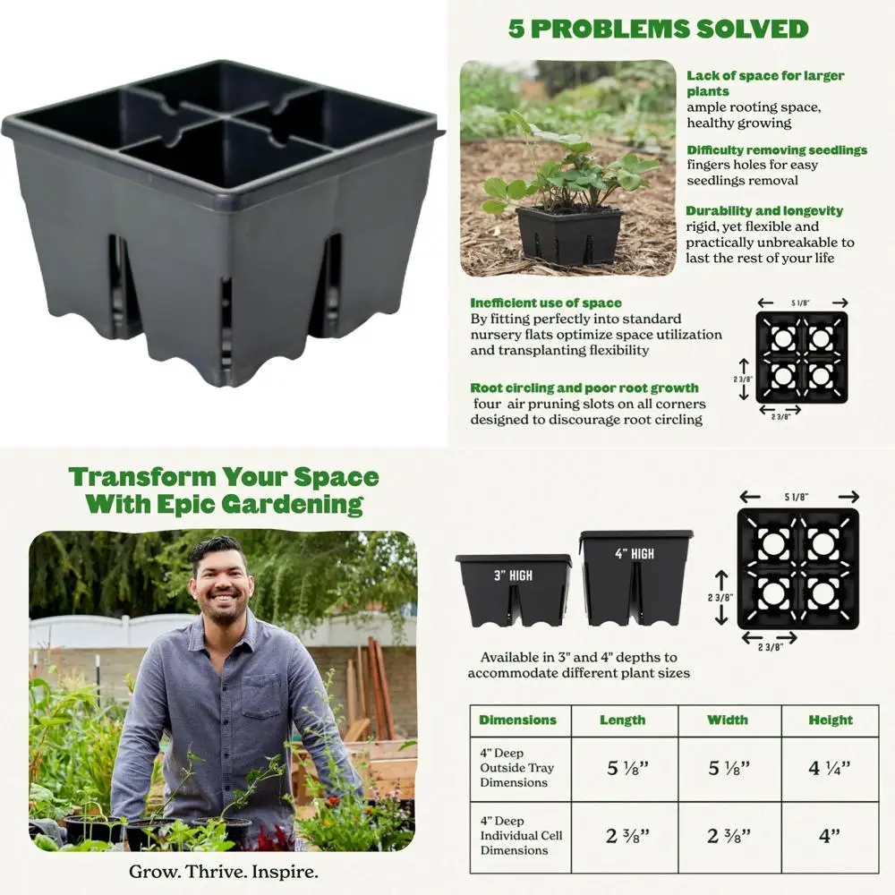 

Экологичные многоразовые стартовые лотки для семян для легкого полива и садоводства — лотки для растений с защитой от ультрафиолета, идеально подходят для саженцев
