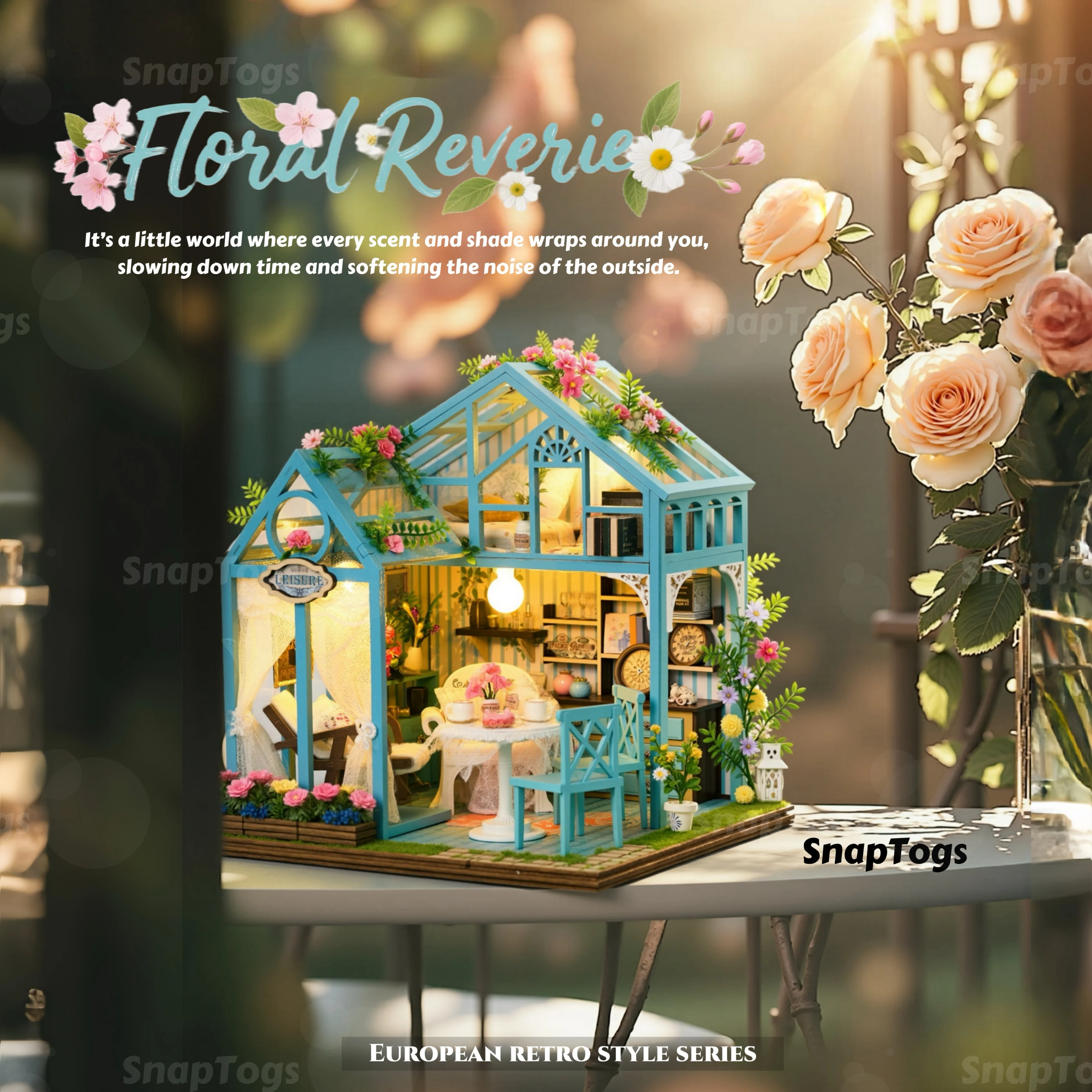 

SnapTogs SnapTogs DIY Miniature House 3D Wooden Puzzle Exquisite Book Nook Gift Build Your Dream Tiny House for Present & Decor