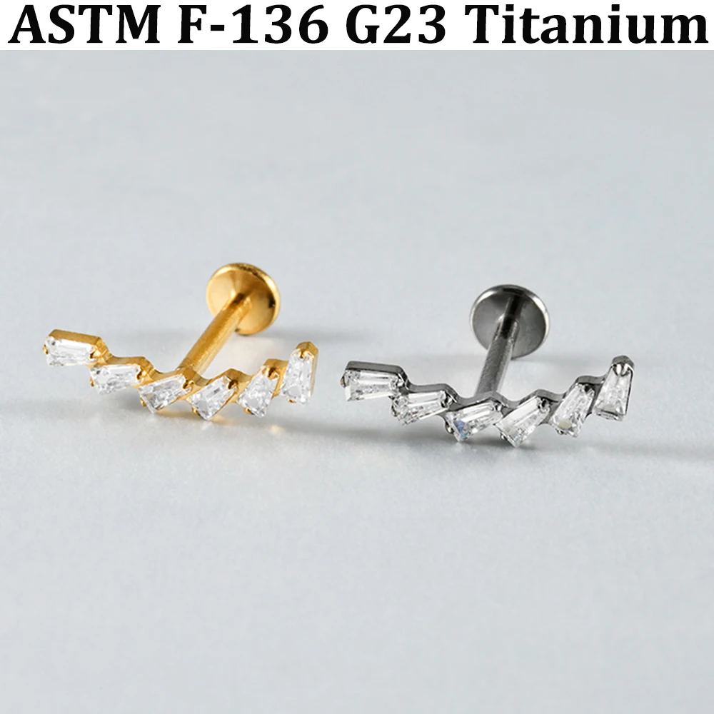 2/1 Stück Pferdeauge CZ Gebogener Blumen-Lippenpiercing mit flacher Rückseite aus G23 Titanlegierung mit Innengewinde, Zirkonia-Ohrknorpel-Tragus-Ohrring – Detail 8