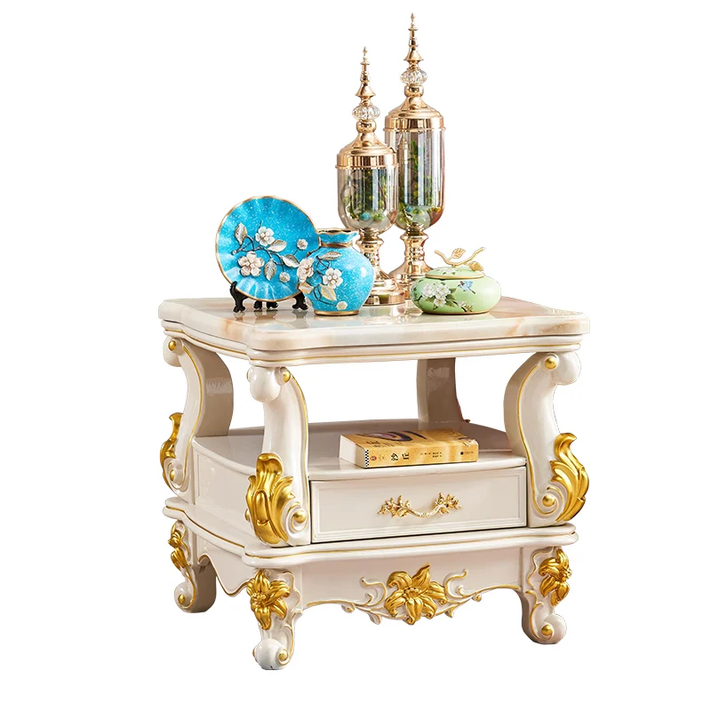 

Corner table all solid wood marble living room sofa square table carved telephone table white simple