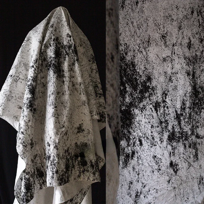 Printed Dyed Fabric Black White Gray Tie Dyed Chinoiserie Style Creative Designer Wholesale Cloth for Diy Sewing Material