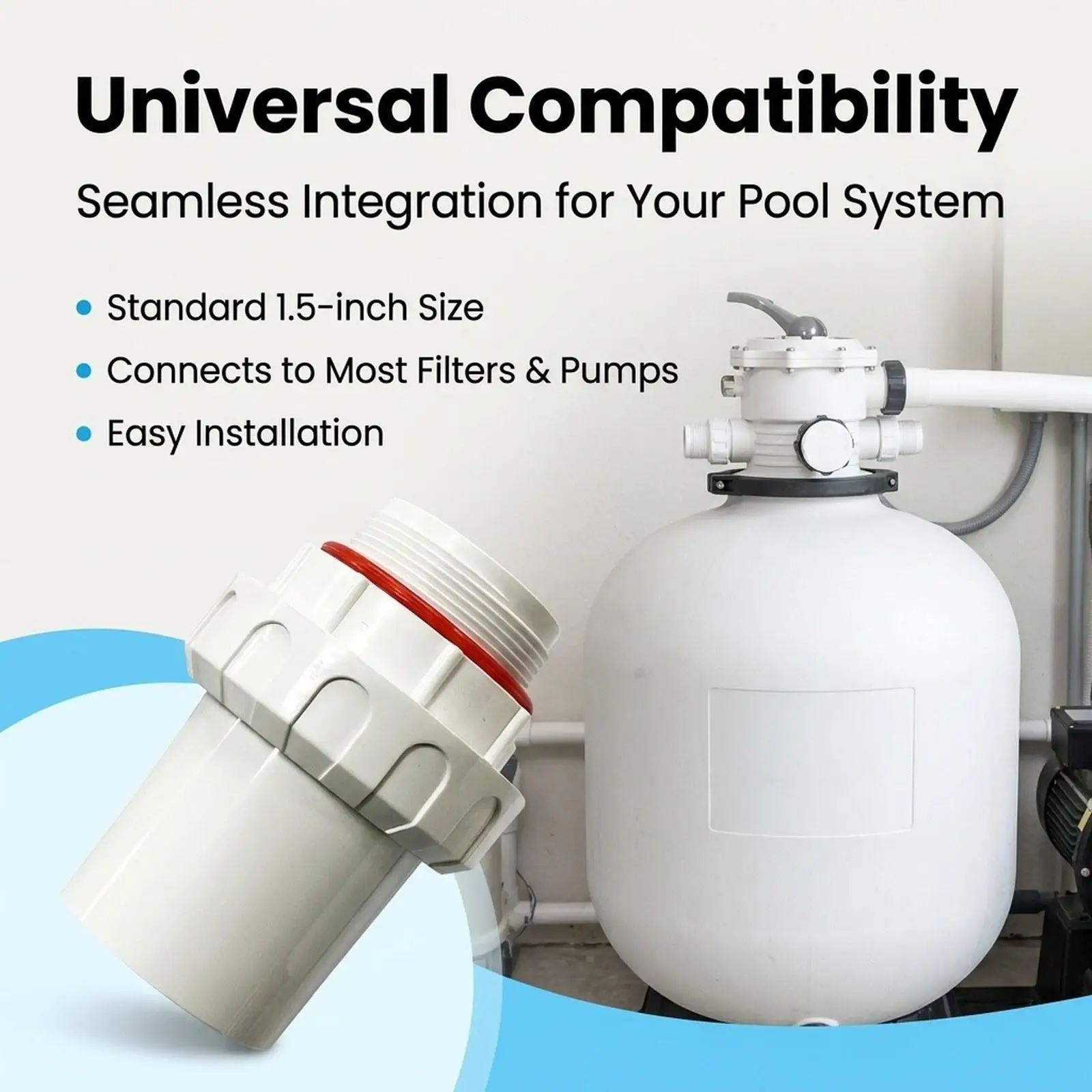 Pool Pump Fittings with Threaded Interface Repair Parts Simple Instalaltion PVC Union Adapter Connector Threaded PVC Joint