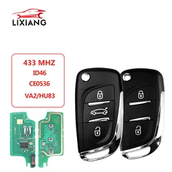 LIXIANG Modified Remote Car Key For Peugeot 207 307 407 208 308 408 607 Partner Ce0536 433Mhz ID46 2/3 Buttons ASK/FSK
