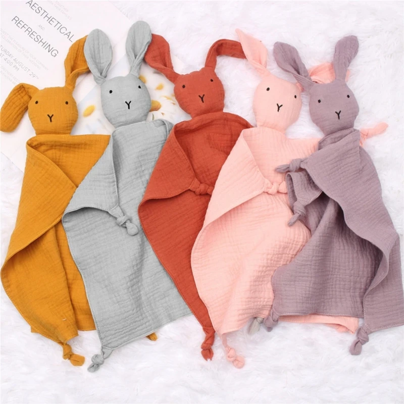 New Muslin Absorbent Bandana Infants Feeding Bib Gift Baby Soothe Blanket Rabbit for Doll Appease Towel Gauze Bibs Teet