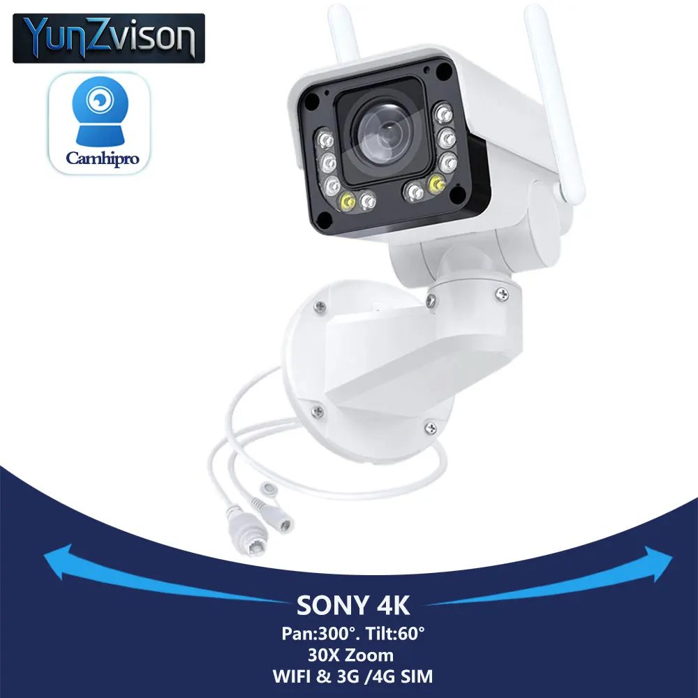 C-R 4K 8MP,30X ZOOM, 3G 4G SIM/WIFI/POE,PTZ,Two Way Audio,Array Laser IR 100M.Auto Tracking