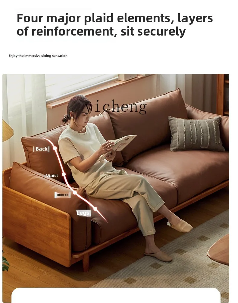 HT  solid wood sofa cherry wood color living room sofa new Chinese three-person sofa removable and washable