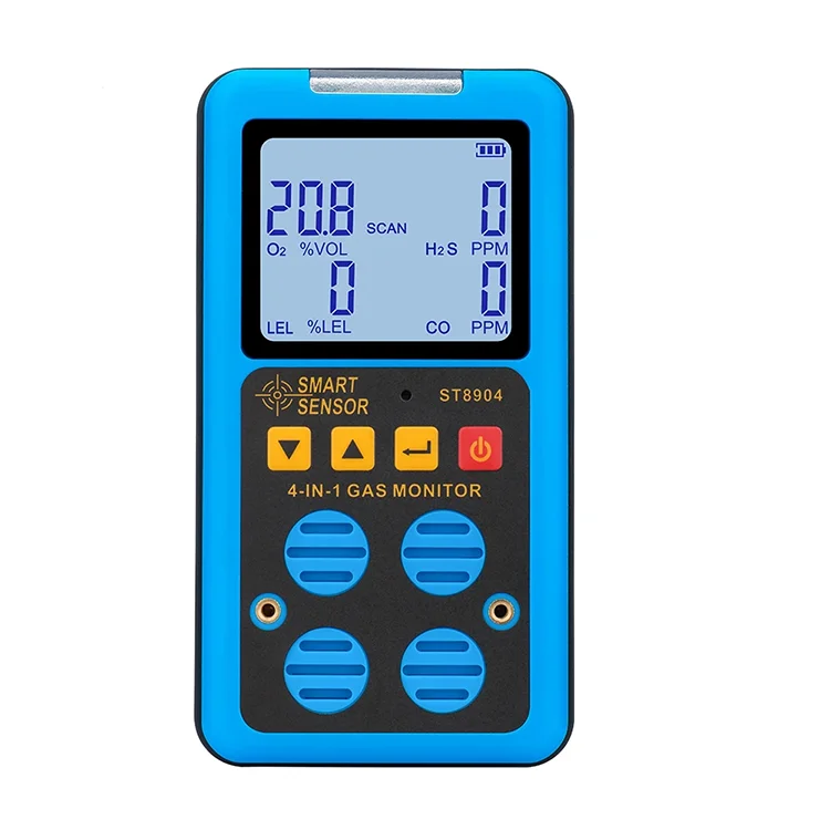 Multi Gas Detector  O2 Hydrogen Sulfide H2S Carbon Monoxide CO Combustible Gas LEL Gas Meter ST8904