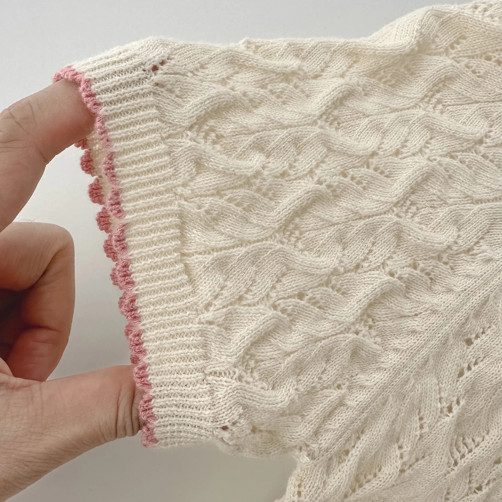 طفل محبوك رومبير 2025 الصيف الكورية طفلة بذلة محبوك الجاكار قصيرة الأكمام تسلق الملابس