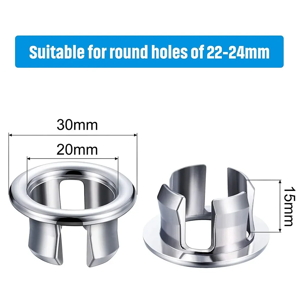 4PCS  Bathroom Hole Washbasin Trim Sink Overflow Cover Ring Insert Replacement Chrome Hole Round Drain Cap Accessory