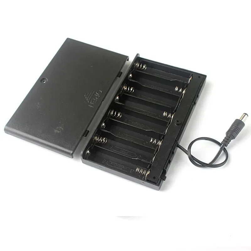 5pcs/lot 8AA Battery Box 12V with Cover Switch DC5521 Battery Holder for LED Strip Light
