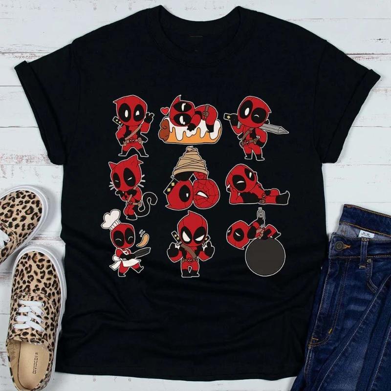 

Дэдпул Уэйд Уилсон, милый чиби, забавный комикс Marvel, Мстители, подарочная футболка для мужчин, женщин и детей, футболка с v-образным вырезом, толстовка, майка