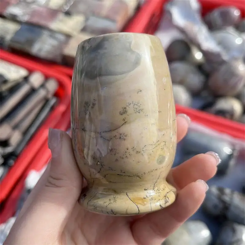 

Natural Picture Stone Cup Carving Crystal Love Healing Fengshui Gemstones Home Decoration Holiday Gift 1pcs