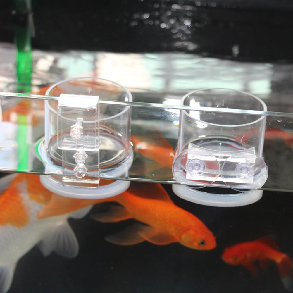 

1pc Feeding Circle Acrylic Fish Feeder Adjustable Hook 7Cm Transparent Feeding Cup For Aquarium Tank S Pet Supplies