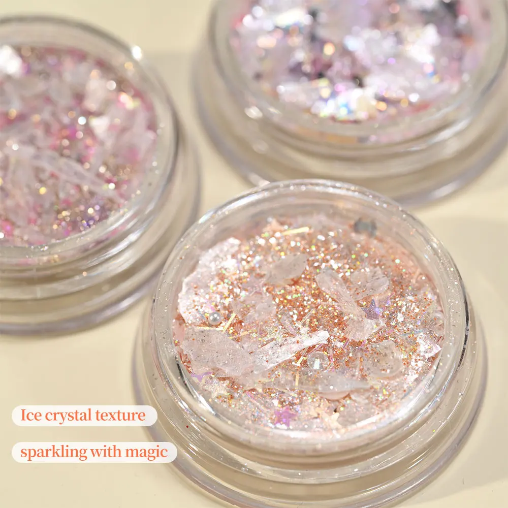 Polvo de purpurina para uñas de galaxia, copos gruesos, estrellas, perlas, decoración artística de uñas, esmalte de Gel UV, polvo brillante para salón de uñas, decoración artística DIY