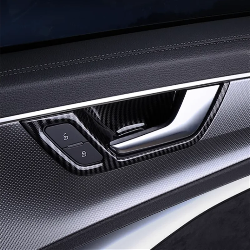 لأودي A6 C8 A7 2019 - 2023 LHD السيارات التصميم الداخلي الجانب الداخلي مقبض باب السيارة سحب غطاء وعاء نافذة التبديل التحكم الكسوة #5