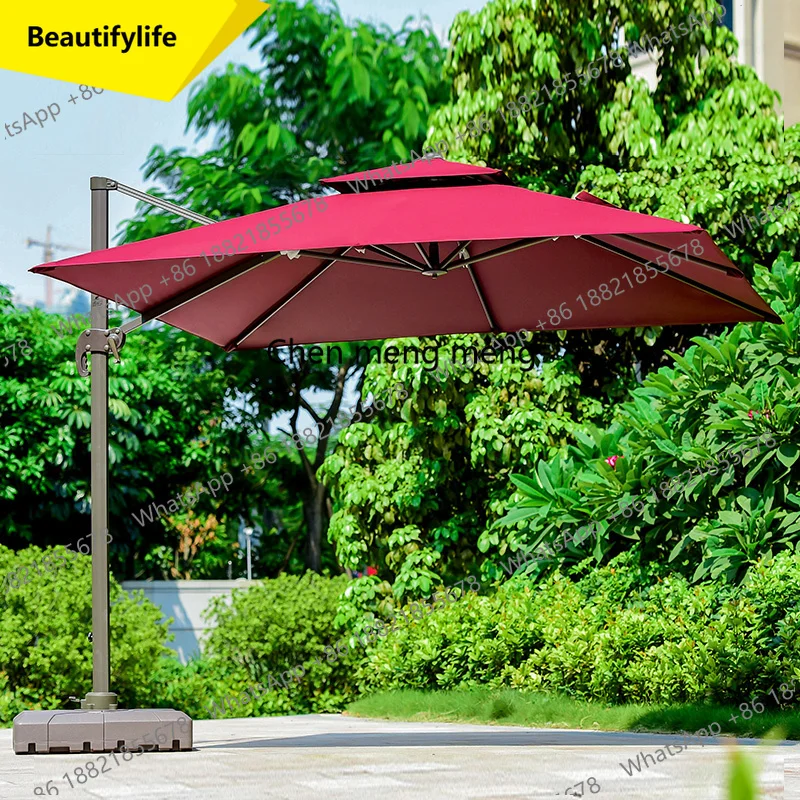 A55 Outdoor Parasol Garden Umbrella 2.7*3m Foldable Retractable Large Umbrella Suitable for Courtyard Terrace Beach Swimming Poo