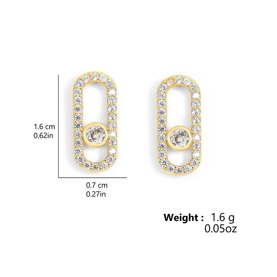 Yupsk Exquisite Geometric Oval Zircon Stud Earrings Simple Fashion Paper Clip Shaped Earring Jewelry Gift For Women image 6
