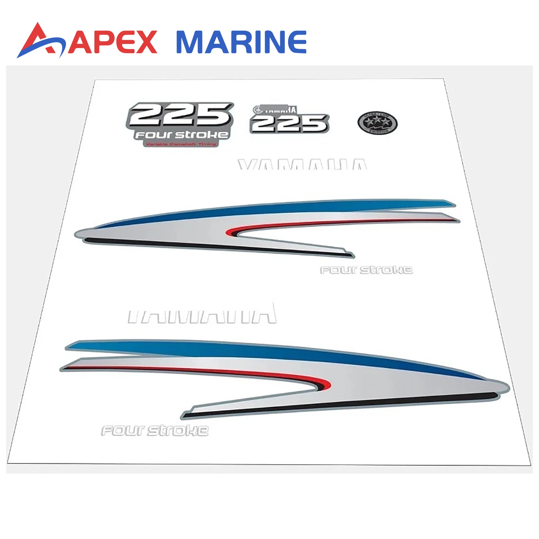 

Комплект наклеек-декалей для верхнего кожуха лодочного мотора Yamaha 225HP F225 4-тактный, реплика