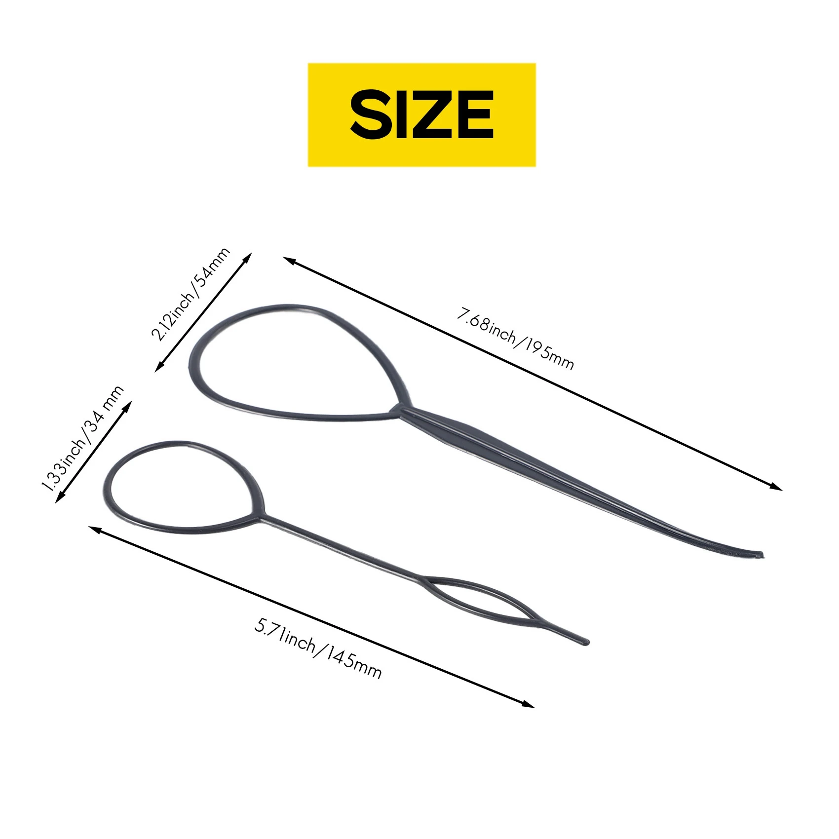 2 pcs Topsy Tail Hair Styler Hair Style Hair Twister Snare Loop Black