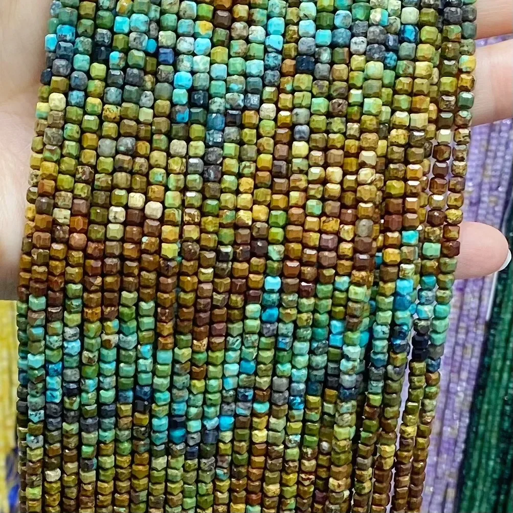 Natural gradual change Turquoise Cuts Square Grain Loose Beads Jewelry Making DIY Bracelet Necklace 38cm Manufacturer Wholesale