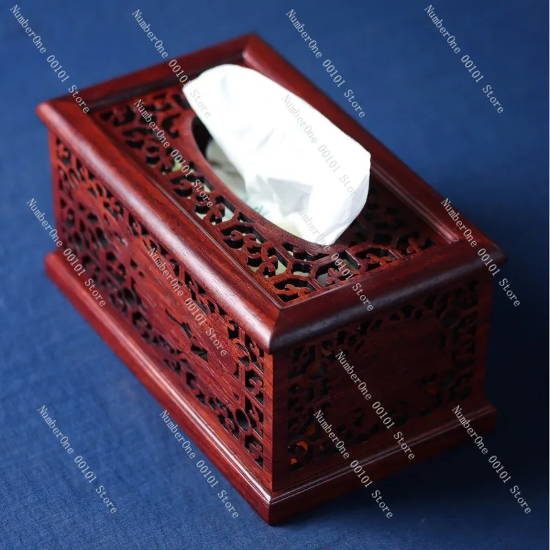 Chinese Style Wooden Tissue Box Solid Wood Paper Holder Living Room Decorative Tissue Storage Box Home Use Paper Organizer