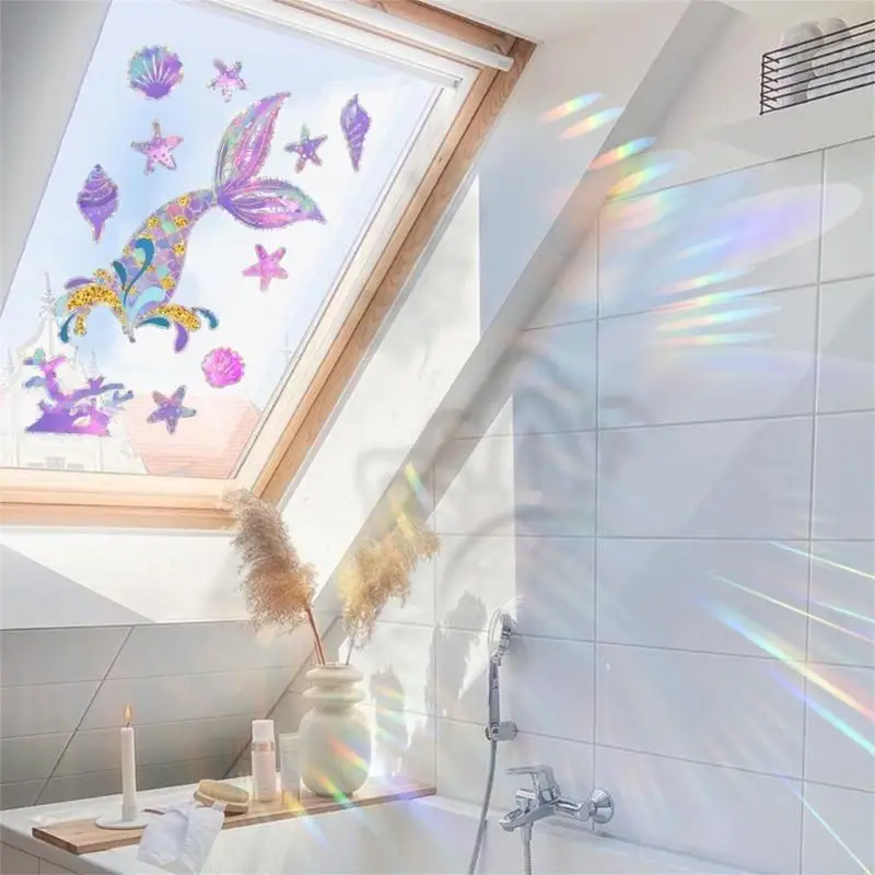 A0KE Durable Marine Creatures Sea Conch Glass Stickers for Home and Office Decoration Easy to Install, No Stickers