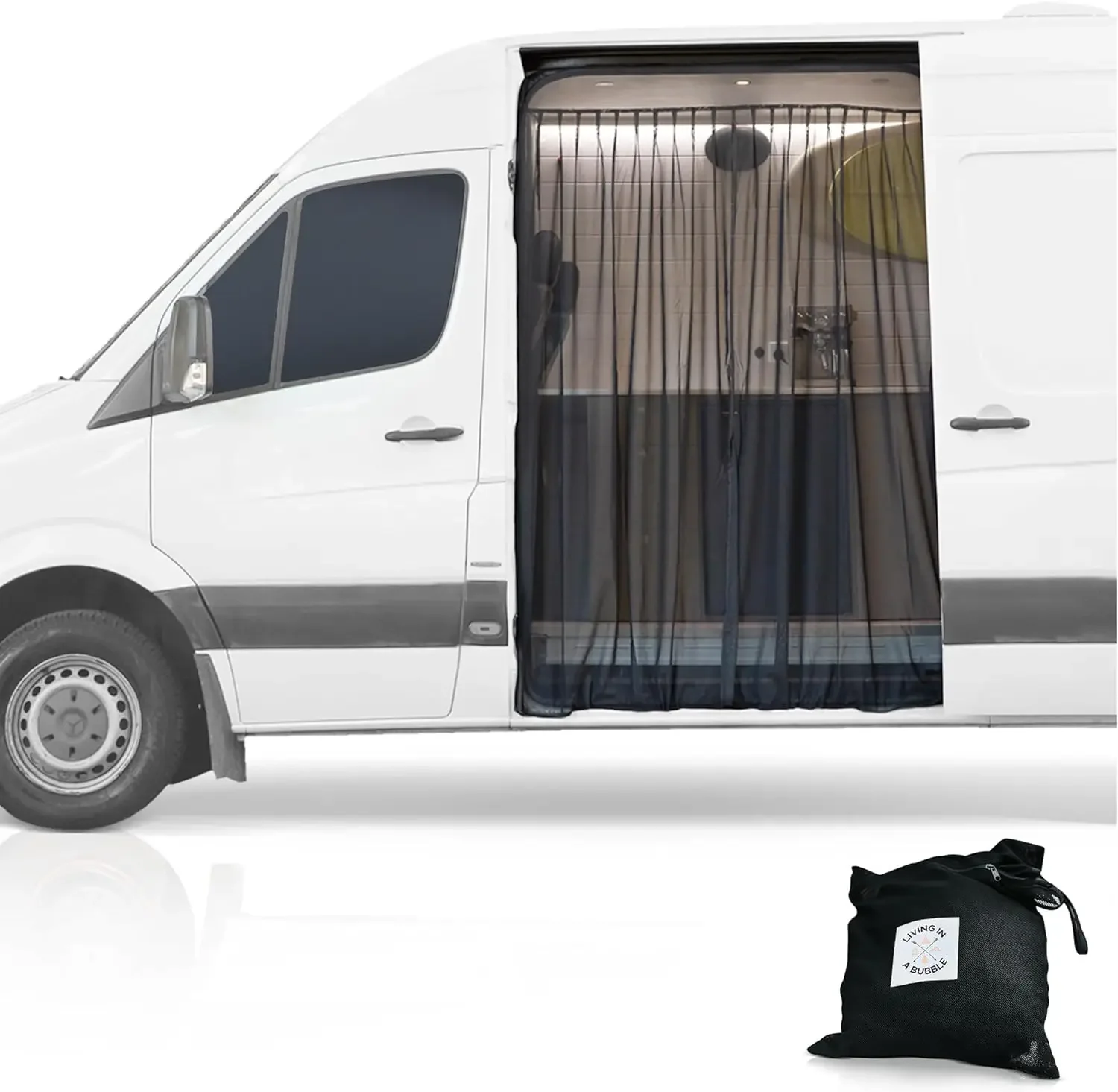 Van Bug Screen for Standard Roof Mercedes Sprinter Ford Transit and High Roof RAM Campervans RV Sliding Door Bug Mesh Van