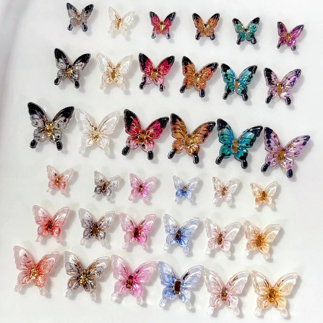 

Ice Transparent Resin Butterfly Bowknot Pearl Wreath Snowflakes Christmas Tree Cherry Star Nail Art Accessories Decorations Tool